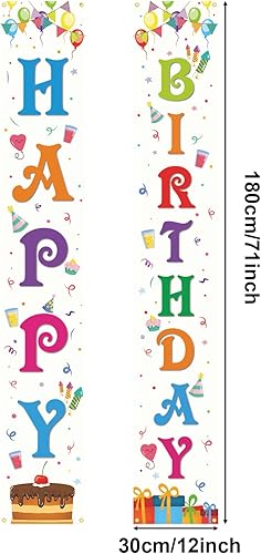GRESATEK Anniversaire Décorations Bannière, Arrière Plans de Bannière de Porte Joyeux Anniversaire Pour Garçons et Filles, 2 Pcs Bannières en Décoratives Porche de Fête d'Anniversaire Blanche - Nail Gallerys