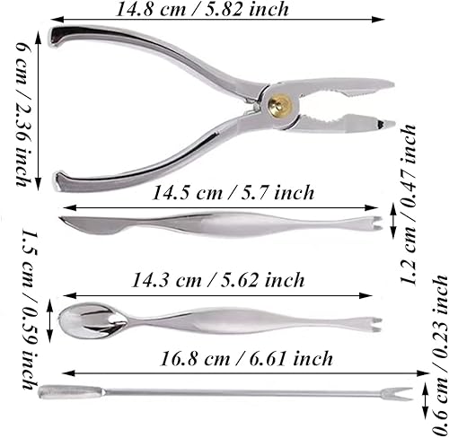 4 Pièces Outils de Fruits de Mer, Outils de Crabe, Acier Inoxydable Cueillette de Crabe Fourchette à Homard, Outils de Cuisine de Fruits de Mer, Outil Homard pour Fruits Mer, Crabe, Crustacés, Noix - Nail Gallerys