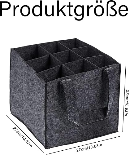 GFTCGK Sac à bouteilles pour 9 bouteilles, porte-bouteilles, en feutre, réutilisable, pour fête, voyage, pique-nique (gris), gris, Porte-bouteilles - Nail Gallerys