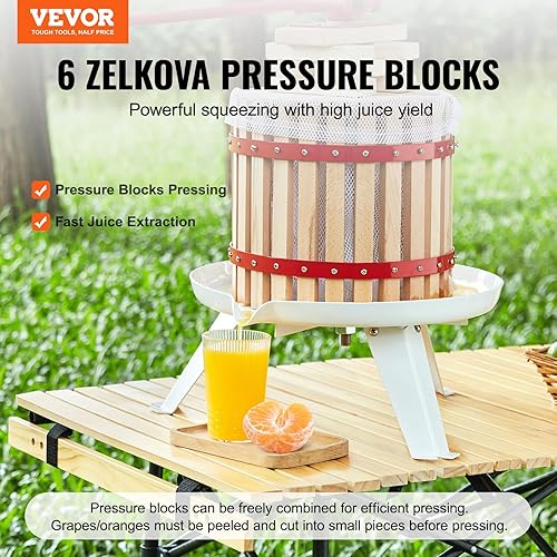 VEVOR Pressoir à Fruits Manuel 6 L Pressoir à Vin en Bois Massif avec 6 Blocs de Pressage Presse-Fruits Manuel Longue Poignée Broyeur de Fruits Légumes pour Pressage de Vins Jus de Fruit Cidres Purées - Nail Gallerys