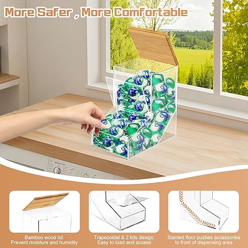 JYPS Lot de 2 boîtes à dosettes de linge, distributeur de bonbons en acrylique avec 2 couvercles, support ou support mural pour buanderie, cuisine, dosettes de café/capsules - Nail Gallerys