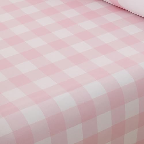 Bedlam - Drap de lit Rose à Carreaux - Drap-Housse Simple (190 x 90 x 25 cm) - Drap-Housse à Carreaux Vichy en Rose - Literie Florale pour Filles - Accessoires de Chambre à Coucher - Drap de lit avec - Nail Gallerys