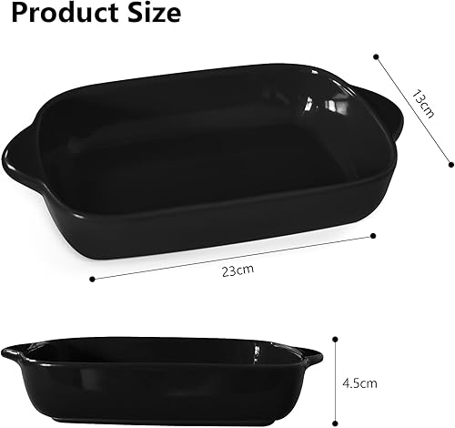 Lot de 2 plats à gratin rectangulaires en céramique de 23 x 13 cm avec poignée, pour lasagnes, tiramisu et cocottes - Nail Gallerys