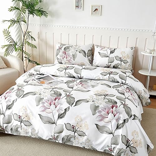 Parure De Lit 180x190/200 cm en Microfibre, Ensemble de Draps 4 Pièces Imprimée, Drap Housse Ajustable 180x200 cm cm, Drap Plat 2 Personnes 240x250 cm et 1 Taie d'oreiller 50x80, Voyage Fleur Violet - Nail Gallerys