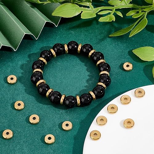 UNICRAFTALE 40 pièce Perles D'Espacement Acier Inoxydable Perles Entretoises 10mm Perles Rondes Plates Dorées Perles en Vrac Perles de Bracelet Perles Lisses pour la Fabrication de Bijoux de Collier - Nail Gallerys