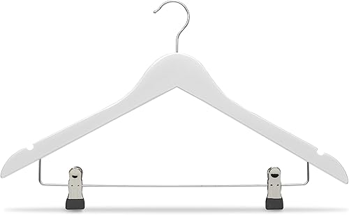Com-fort Hose Lot de 25 cintres avec pinces (45 cm) – (blanc et acajou) Idéal pour les pantalons, avec encoches pour bretelles et crochet en acier. - Nail Gallerys