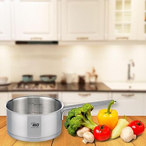 ELO 7241226 Faitout inox à induction, Marmite de 12 cm, avec couvercle en verre, Acier inoxydable, Verre, 12 cm, Gris 3 - Nail Gallerys