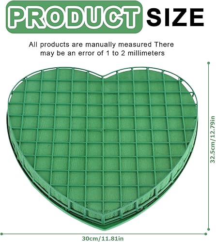 WEGREAT 30 x 32,5 cm Mousse à point de fleur en forme de cœur, grand cœur en mousse, mousse enfichable, pour fleurs fraîches avec grille, masse enfichable pour arrangements floraux pour décoration de - Nail Gallerys