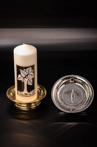 NKlaus Plat à Bougie Ø14cm avec épine Laiton doré Bougeoir Brillant décoré décoration de Table 10499 - Nail Gallerys