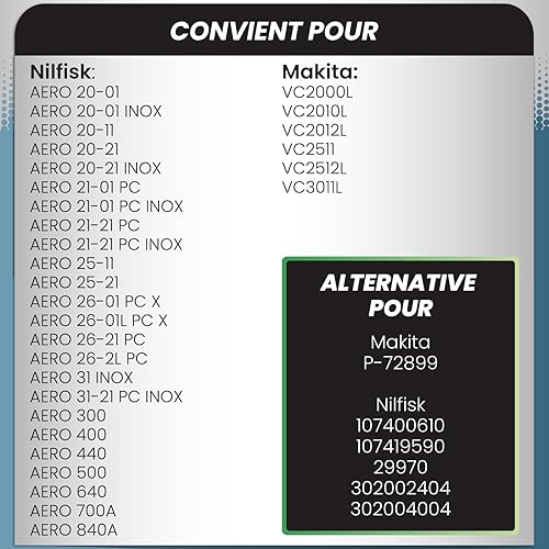 McFilter I 20 sacs d'aspirateur compatibles avec les aspirateurs Nilfisk AERO 21 / AERO 21 INOX I AERO 26 I AERO 31 INOX & VL200 I Sacs en non-tissé avec bouchon anti-poussière - Nail Gallerys