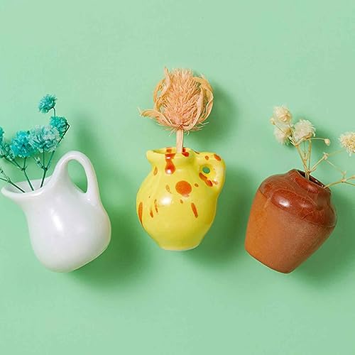 Mini Aimant en céramique pour réfrigérateur – Vase à Fleurs magnétique décoratif pour Cuisine, Bureau, casier – 1 pièce au Hasard - Nail Gallerys