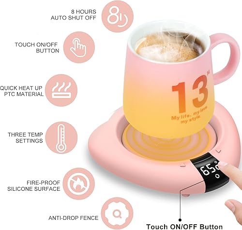 Chauffe tasse électrique avec 3 niveaux de température, Chauffe tasses à café avec arrêt automatique, Tasse chauffante pour pour café, lait, thé, boissons, Mug chauffant pour la maison et le bureau - Nail Gallerys