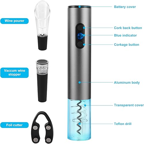 Tire Bouchon Électrique Rechargeable, Boite Cadeau avec Ouvre-Bouteille Automatique, Coupe-Capsule, Aérateur de Vin, Bouchon à Vin - Nail Gallerys