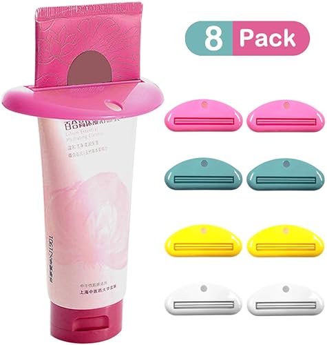 Besylo Presse-Tube en Plastique, 8PCS Presse Tube Dentifrice, Plastique Presse Dentifrice, Pinces de Dentifrice pour Salle de Bain (Vert, rouge, blanc, jaune) - Nail Gallerys