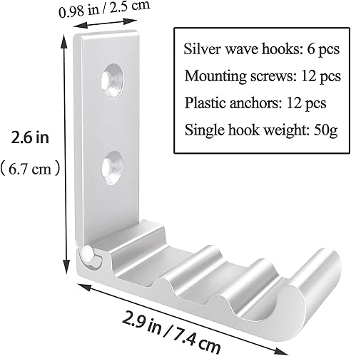 OHIYO Lot de 6 crochets pliants noirs pour suspendre manteaux, serviettes, cintres, chapeaux, sacs à dos, crochets de sac pour mur, crochets pliants ondulés - Nail Gallerys