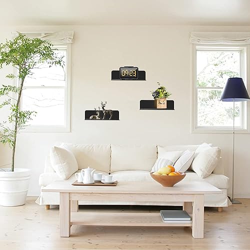 YeenGreen Étagères Murales en Métal, 2 Pièces 20 cm Tablette Flottante Noire, Étagère de Douche Murale, Étagère Rectangulaire Murale avec Trous et Vis pour Salon, Chambre, Cadre Photo, Bibelots - Nail Gallerys