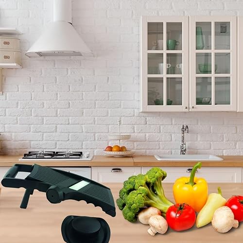 Fackelmann 45338 Mandoline réglable, mandoline manuelle, mandoline, tranche légumes, Plastique, Acier Inoxydable, Noir, 38,5 x 17 x 12,5 cm - Nail Gallerys