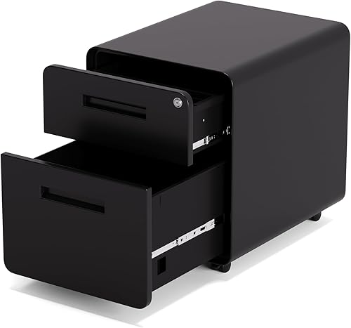 kenoko Caisson de Bureau Mobile Design Moderne ISHI avec 2 Tiroirs | Meuble Rangement Bureau | Métal Robuste | roulettes avec Blocage | Caisson sur roulettes | 40x50x45 cm | Couleur: Blanc - Nail Gallerys