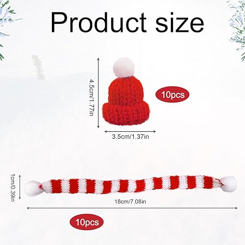 SKHAOVS Lot de 20 mini bonnet de Père Noël, mini bonnet de Noël et mini écharpe de Noël, mini chapeau, mini écharpe, chapeau de doigt, mini décoration de Noël, sucette, bonhomme de neige, décoration - Nail Gallerys
