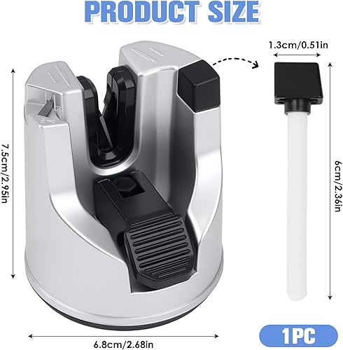 Petit Aiguiseur Manuel Argenté, Aiguiseur De Couteaux En Forme De V – Angle Auto-Ajustable, Coussin à Ventouse, Multifonctionnel Pour Couteaux De Cuisine, De Poche Et Scies - Nail Gallerys