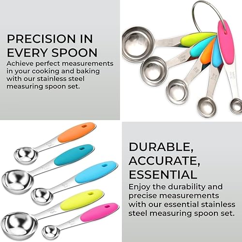 H&S Cuillères à café en acier inoxydable pour la cuisson et la cuisson Ensemble de 5 - Nail Gallerys