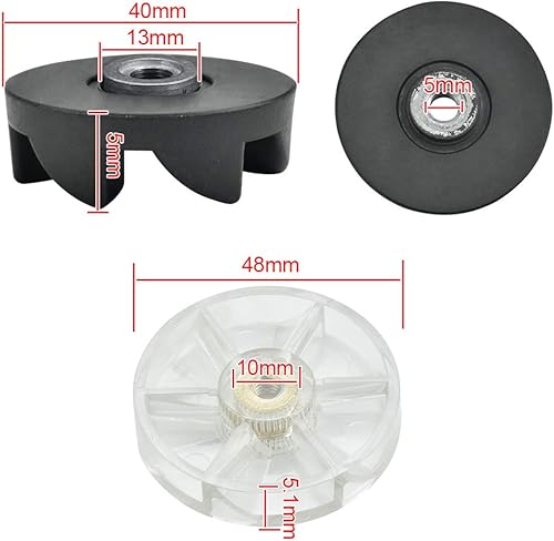 KLYNGTSK 4PCS Engrenage Mélangeur 600/900W 2 Vitesses de Base Transparente + 2 Engrenages en Caoutchouc Noir Engrenages à Lames Caoutchouc Lame Engrenages Engrenages de Lame - Nail Gallerys