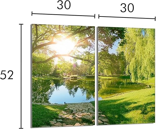 DarHaus Planche à découper en verre Ceranfeld 1 pièce 52 x 40 cm, plaque de découpe en verre, protection anti-éclaboussures, plaque en verre universelle, cuisine, Paysage Soleil - Nail Gallerys