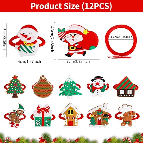 Rond de Serviette de Noël, Gukasxi 12 Pièces Porte-Serviettes de Table Noël Porte-Boucle de Serviette de Noël pour Noël, réunion de Famille, dîner, décor de Mariage - Nail Gallerys