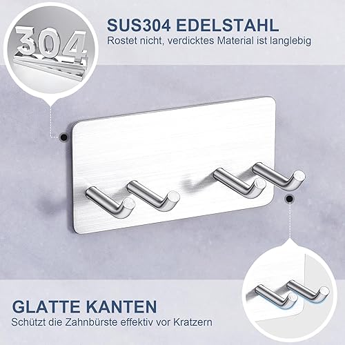 WAYASI Porte-Brosse à Dents, électrique sans percer Support de Brosse à Dents, Porte-Brosse à Dents Autocollant pour Salle de Bain, Acier Inoxydable Support pour Brosse à Dents - Nail Gallerys