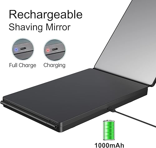 FASCINATE Miroir 360 degrés avec lumière, miroir cosmétique 3 voies avec supports, hauteur réglable, pour maquillage, coiffure, coupe, poignées, miroir de douche, miroir de rasage, miroir à suspendre - Nail Gallerys