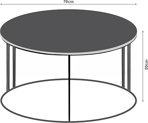 [en.casa] Table Basse Ronde Table de Nuit de Chevet Stylée Panneau de Particules Métal 50 x 70 cm Marbre Noir Or - Nail Gallerys