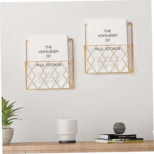 Porte-revues mural en fil de fer doré pour la maison, l'école, le dortoir, les journaux, les livres et les documents - Nail Gallerys