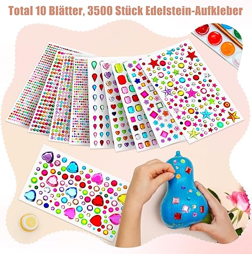 Lot de 3500 pierres à paillettes autocollantes à coller pour le bricolage - Pierres à paillettes pour le bricolage - Strass autocollants - Multicolore - Différentes formes - Tailles - Nail Gallerys