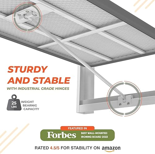 Xabitat Planche à repasser murale rabattable avec support du fer | 92 x 31 cm pour petit espace | Housse en tissu de coton | Blanc et bleu - Nail Gallerys