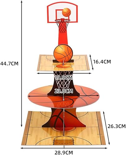 Présentoir à Cupcake à 3 Niveaux Basketball Décoration d'anniversaire Porte-Muffins en Carton pour Bébé Shower Enfants Fête Anniversaire Party à Thème 13 PCS - Nail Gallerys