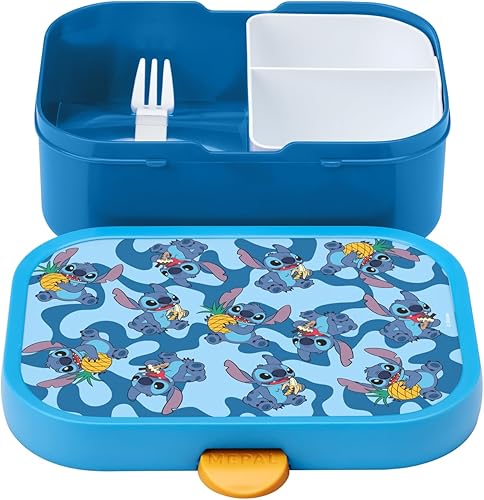Mepal - Grande Boîte à Déjeuner Campus - Lunch Box Bento pour Enfants - Comprend 2 Boîtes à Bento étanches & une Fourchette - Boîtes à Bento vont au Micro-ondes - 2x 200 + 1250 ml - Stitch - Nail Gallerys