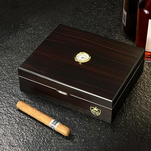 Slege Cave à Cigares Artisanale, Cave Cigare, Boîte à Cigare Cèdre Espagnol, vec Séparateur, Humidificateur Cigare,Hygromètre,Cadeaux pour Hommes Humidor,Français Manuel(10-30 cigares) - Nail Gallerys