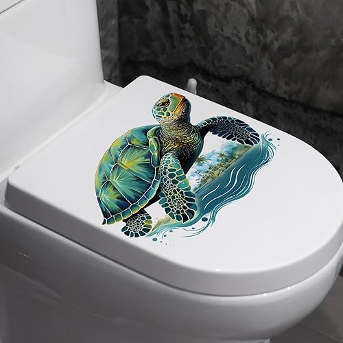 Autocollants pour siège de toilette Tortue de mer | Autocollants de salle de bain Tortue de mer | Autocollants pour abattant de toilette | Autocollants pour abattant de toilettes | Toile de fond - Nail Gallerys