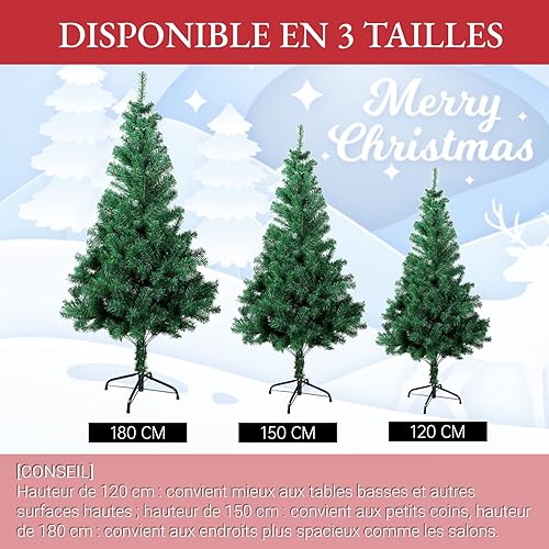 Gotoll Sapin de Noël Artificiel 180 cm Sapin de Noël Arbre Réutilisable y Compris Support en Métal Ignifuge - Vert - Nail Gallerys