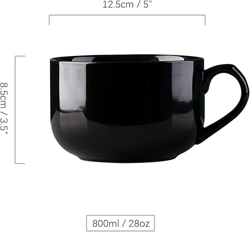 Dowbom Bol à soupe avec couvercle, bol à ramen en porcelaine, bol à nouilles instantanées pour micro-ondes (noir) - Nail Gallerys