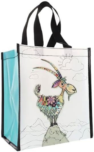 KIUB Cabas de courses en matière recyclée - motif Bouquetin au sommet de sa montagne - format 30 * 26 cm avec épaisseur de 16CM - Nail Gallerys