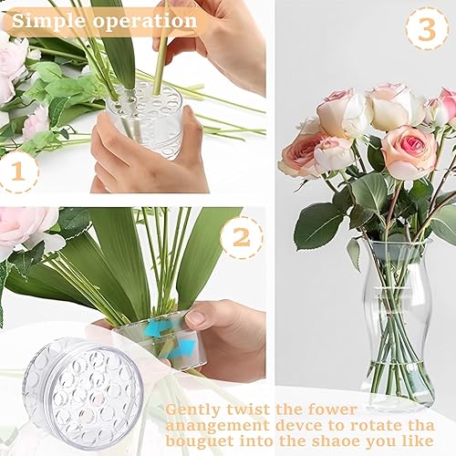 Ceeyoll Rotateur de bouquet 4 pièces, support de tige de fleur transparent, support de tige de fleur de vase, support de composition florale rond, fleurs de bricolage pour composition florale, - Nail Gallerys