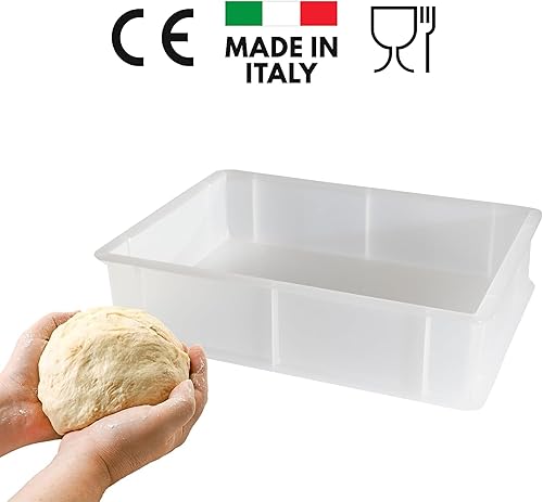 CookandSupply Conteneur pour Levée de Pizza et Pain – Bac à Pâte Certifié Contact Alimentaire – Made in Italy – 1 Bac Empilable 40x30x10 + 1 Couvercle - Nail Gallerys
