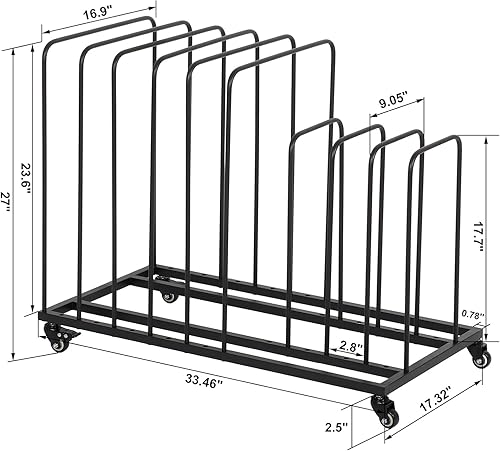 mosegor Étagère de rangement pour art en métal, support de séchage mobile avec frein à roulettes, étagère de présentation pour impressions, tableaux, peintures et œuvres d'art, 85 × 69 × 43 cm - Nail Gallerys
