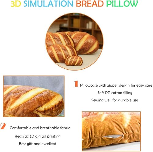 100cm Traversin Oreiller Oreiller, Bread Traversin Soft Lumbar Funny Food Plush Stuffed Toy for Jetez un Oreiller Photographie Fond Arrière-plan, Oreiller Canapé Arrière, Décor Maison(100cm) - Nail Gallerys
