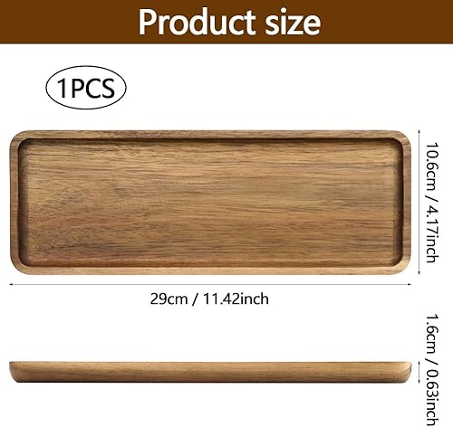 KtbeYTi Plateau en Bois 29x10.6x1.6 cm Rectangulaire Plateau de Service Bois Plateaux en Bois pour Café Pain Fruits Steak Plantes - Nail Gallerys