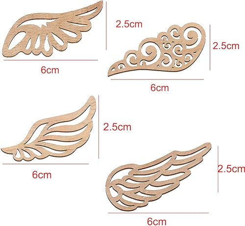 Lot de 80 rondelles en bois - Ailes d'ange - Décoration d'ailes d'ange - Pour travaux manuels, bricolage, décoration de fête - Nail Gallerys