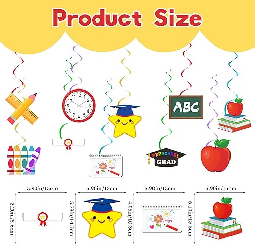 Lot de 10 guirlandes décoratives de rentrée des classes - Guirlande en spirale ABC - Décoration de rentrée scolaire - Guirlande pour garçons et filles - Nail Gallerys