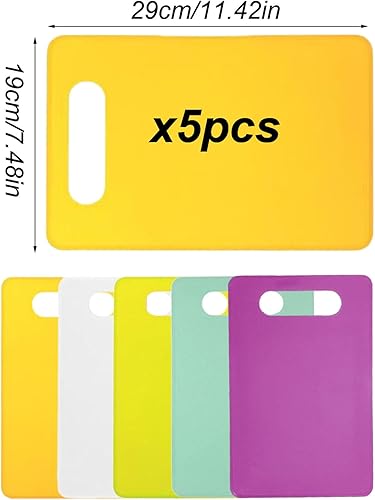 MINZHI Lot de 5 planches à découper en plastique avec poignée, tapis de découpe antidérapant pour légumes de cuisine, fruits, viandes - Nail Gallerys