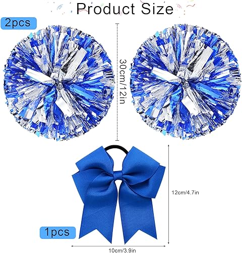 3 Pièces Cheerleading Pom Poms, Pompom, Pompons de Pom-Pom Girl, avec Bandes métalliques et Poignée pour Matchs de Sport, Performance sur Scène, Fête de Vacances - Nail Gallerys